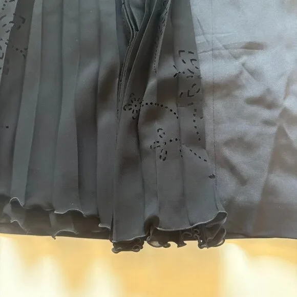 Escada Silk Strapless Black Back Bow Pleated Laser Cut out Prom Dance Wedding - Picture 9 of 11